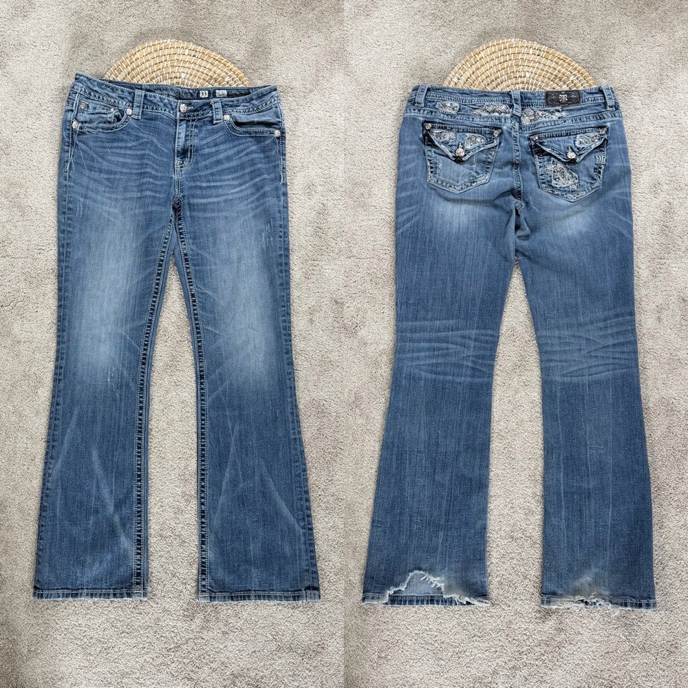 Miss Me Blue Distressed Boot Cut Jeans